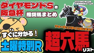 【土曜特別R競馬予想まとめ】阪急杯の意外な穴馬とは？ 知らなきゃ損する激走穴馬リスト【ダイヤモンドステークス2025】