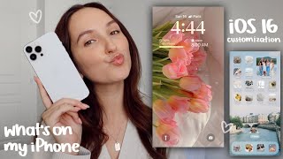 iOS 16 iphone customization aesthetic lockscreen tutorial + WHAT'S ON MY IPHONE 13 PRO MAX