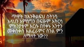 ጥዋት ከእንቅልፍ ስትነሳ አላህን አመስግን በፍፁም አትርሳ ምክንያቱም እርሱ በየቀኑ አንተን መቀስቀስ አይረሳምና ስንል ምን ለማለት ነው??