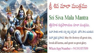 శ్రీ శివ మాలా మంత్రము Sri Siva Mala Mantra శక్తిసహిత రుద్రపారాయణ మాలా మంత్రము, మహా పాతక నాశిని సర్వ