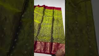 Chanderi organza silk nakkasi border with all over golden zari work sari  #chanderi #silksaree #v