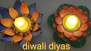 diwali decoration diyas with glitter papers |దీపావళికి గ్లిట్టర్ పేపర్స్ తో అందమైన దియాస్ డెకొరేషన్