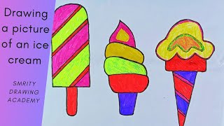Drawing a picture of an ice cream | ارسم صورة للآيس كريم | bolalar uchun muzqaymoq rasmini chizish