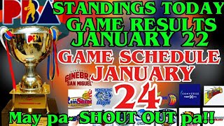 PBA STANDINGS TODAY | PBA GAME RESULTS JANUARY 22,2025 | PBA GAME SCHEDULE JANUARY 24,2025