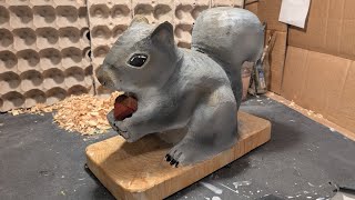 How i carved my eastern grey squirrel #chainsawcarving #woodcarving #easterngreysquirrel #carvings