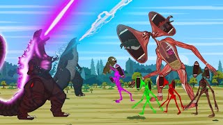 Godzilla, Shin, Kong vs EVOLUTION OF TITAN SIREN HEAD Swallow ALL [HD] | Godzilla Cartoon Funny