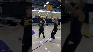 LeBron James getting 3's up at Lakers practice