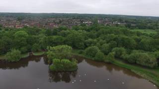 sanhurst memorial park \u0026 pond from a drone