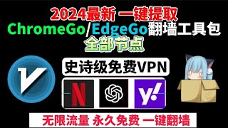 2024最新史诗级永久免费VPN！一键提取ChromeGo/EdgeGo翻墙工具包，全部节点！无限流量！可解锁Netflix、ChatGPT，vpn推荐，免费vpn，vpn免費下载，新手小白翻墙必备！