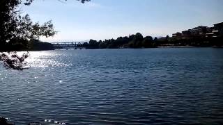 Ticino (river) at Sesto Calende bridge (Italy). Music by Paolo Pagnani - Railway