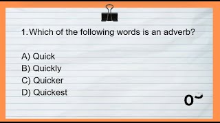 Quiz 5 : Parts of Speech ✍️📋 | Adverbs 😇| Types of Adverbs | Simple English Grammar