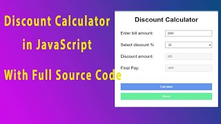 Discount Calculator in JavaScript With Full Source Code✅👍
