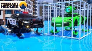 Police Car Sergeant Lucas catching the Sport Car Sliding on Ice - Wheel City Heroes (WCH) Cartoon