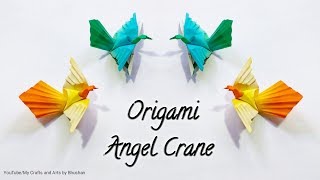 Origami Angel Crane | Origami crane with four wings #origamibird