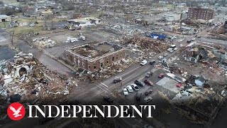 Drone footage reveals full extent of devastating tornado destruction in Kentucky