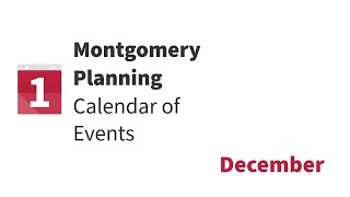 Montgomery Planning December Calendar of Events