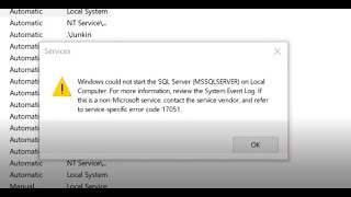 Microsoft SQL Server Management studio error code 17051 part 2