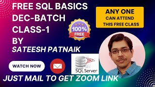 SQL Basics Class 1 | Dec Batch | How To Create Database | How To Create Table |Sateesh Patnaik Vizag