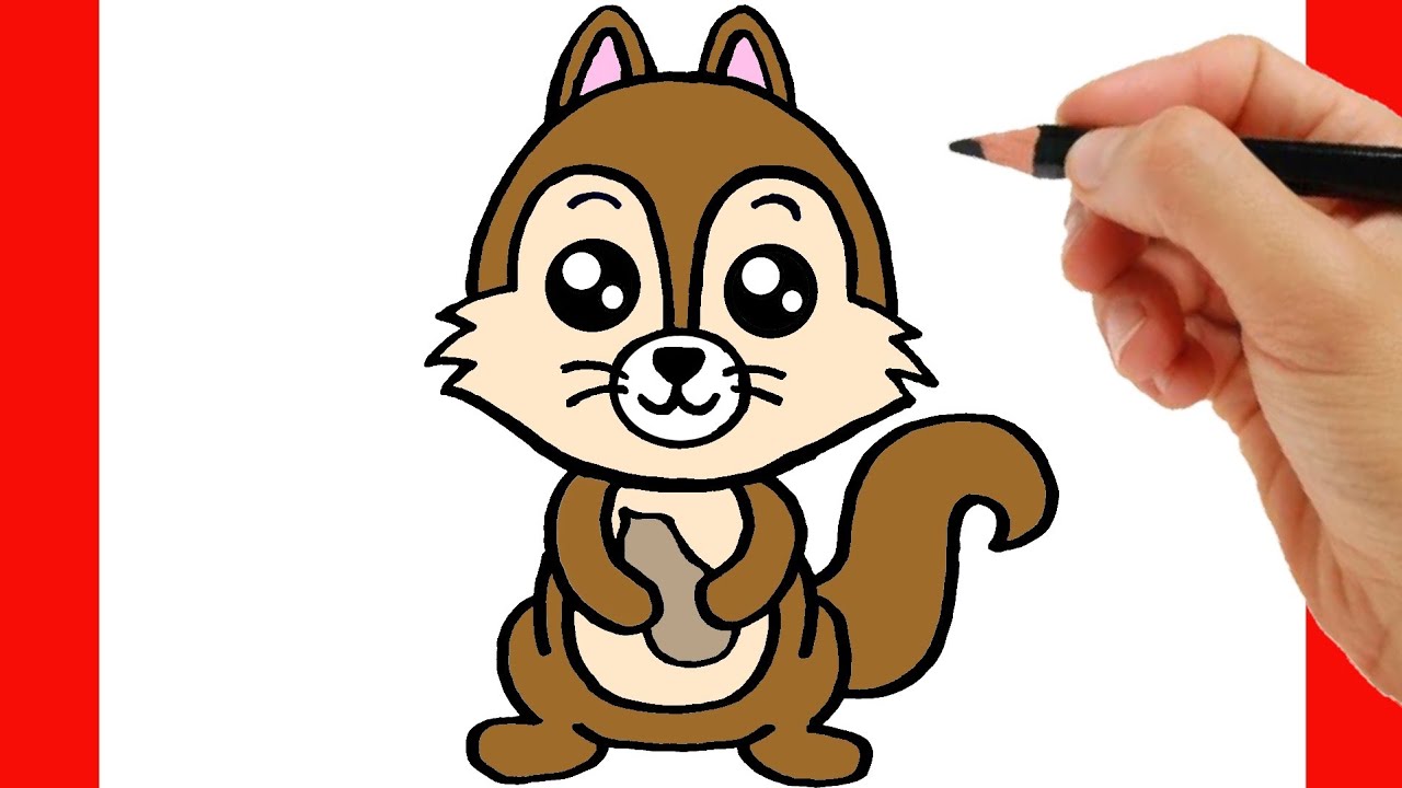 How To Draw A Cute Squirrel Easy Step By Step - YouTube