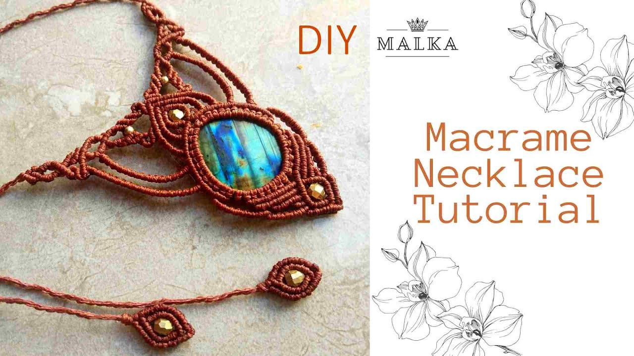 Free Diy Stone Macrame Necklace Macrame Jewelry Tutorial 47 Off