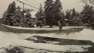 skiing/snowboarding in the streets of Mississauga