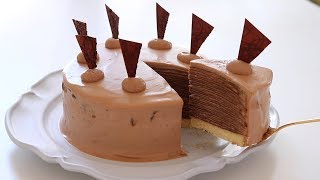 チョコレート・ミルクレープの作り方 Chocolate Mille Crepe Cake｜HidaMari Cooking