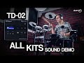 Roland TD-02 KV electronic drumkit: Playing ALL Kits sound demo by drum-tec