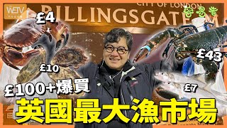 倫敦Billingsgate Market £100+ 竟然買到咁多嘢😍 平過香港？！龍蝦、魚、蟹、生蠔... 做冬必去｜英國最大漁市場｜容易煮｜WeTV無障礙媒體