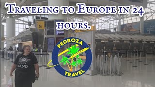 Traveling from Los Angeles, California to Copenhagen, Denmark in over 24 hours.