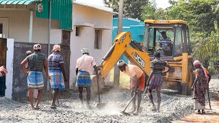 JCB 3DX and Workers Making street Road for Spread Small Stone in Reddiyarpatti | jcb video