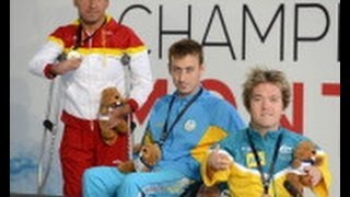 Swimming - men's 50m freestyle S3 medal ceremony - 2013 IPC Swimming World Championships Montreal