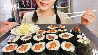 【ASMR】巻き寿司、サーモン・マグロ、漬物 salmon tuna 【咀嚼音/eating sounds/mukbang/モッパン】