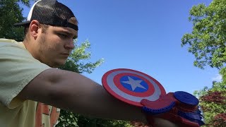 Marvels Avengers Captain America Shield Sling Nerf Power Moves Toy Review