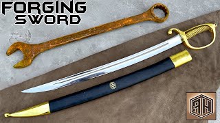 FORGING a Briquet Saber out of Rusted Iron WRENCH - Sword Making