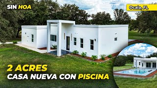 ¡2 Acres de Lujo en Ocala, Florida! 🌴Impresionante Casa Nueva con Piscina - ¡SIN HOA! 🔥