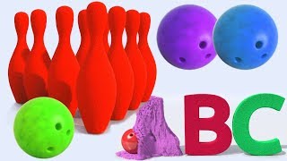 Nursery Rhymes ABC Song Funny Bowling Ball Kinetic Sand Colors For Kids 3D