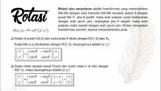 Rotasi (Perputaran) Titik dan Garis | Transformasi Geometri Part 3