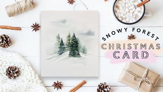 Snowy Forest Christmas Card | Easy Christmas Cards