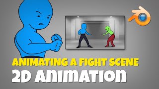 Animating a Fight Scene,  in Blender 2.9 Grease Pencil. 2D Animation