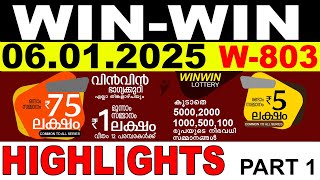 KERALA LOTTERY WIN-WIN W-803 | LIVE LOTTERY RESULT TODAY 06/01/2025 | KERALA LOTTERY LIVE RESULT