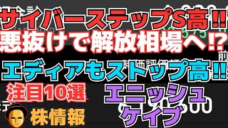 【株投資】『サイバーステップ』ストップ高‼テラビット相場⁉,『エディア』ストップ高‼決算乗り越え!?,『エニッシュ』下落⁉反転はいつ!?【掲示板トレーダー】