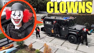 when you see clown police with a SWAT truck at your house RUN! (They took us to Clown Prison)
