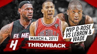 The Game that MVP Derrick Rose COMPLETELY DESTROYED LeBron James & Dwyane Wade 2011.03.06 - EPIC!