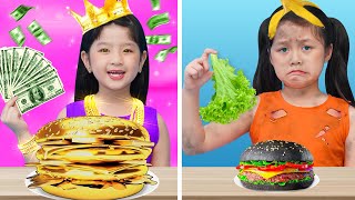 $1 vs $1000 Gold Plated Hamburger And Black Hamburger | The Funniest Situations | LUK KI