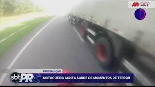 Motociclista que fugiu de motorista furioso fala sobre o susto filmado - SBT Paraná (28/03/19)