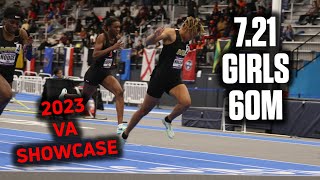 CRAZY FAST 7.21 Girls 60m For U.S. High School No. 5 All-Time At 2023 VA Showcase