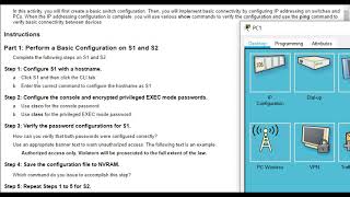 Packet Tracer 2.7.6 - Implement Basic Connectivity (NET 125)