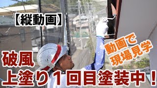 【縦動画】動画で現場見学｜破風上塗り１回目塗装中！