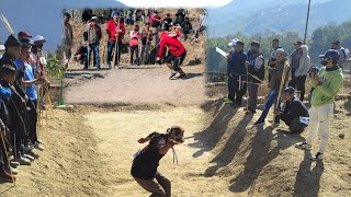 Naga indigenous game Pcheda (throwing thin bamboo sticks) competition at Viswema village, Kohima