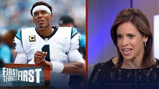 Cam Newton says it's 'funny' to hear a female reporter talk about routes | FIRST THINGS FIRST